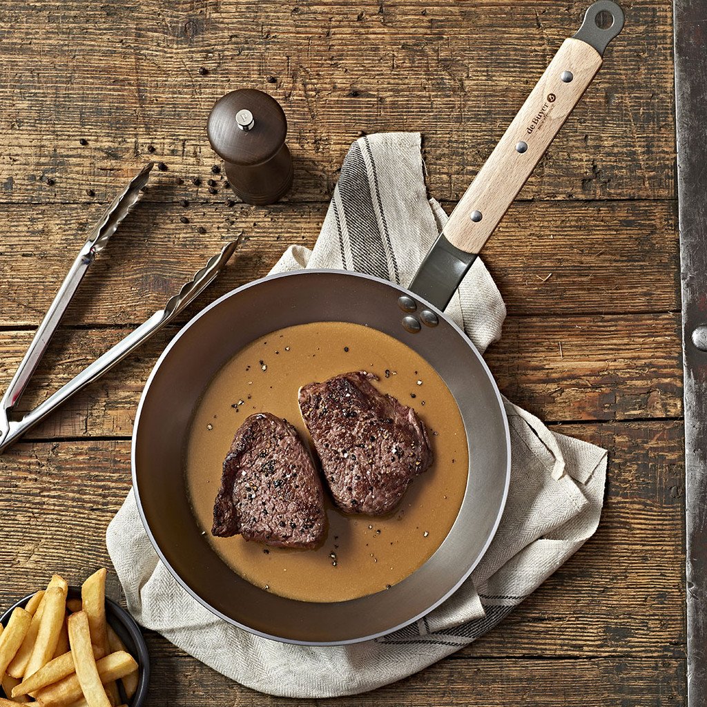 Okrogla železna ponev De Buyer MINERAL B BOIS, 28 cm - slika 2