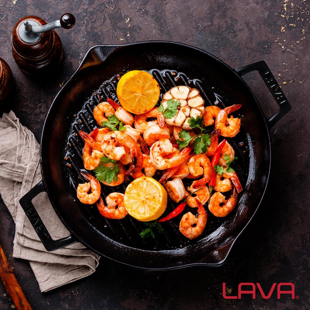 Rdeča žar ponev iz litega železa s steklenim pokrovom LAVA, 30 cm - slika 2