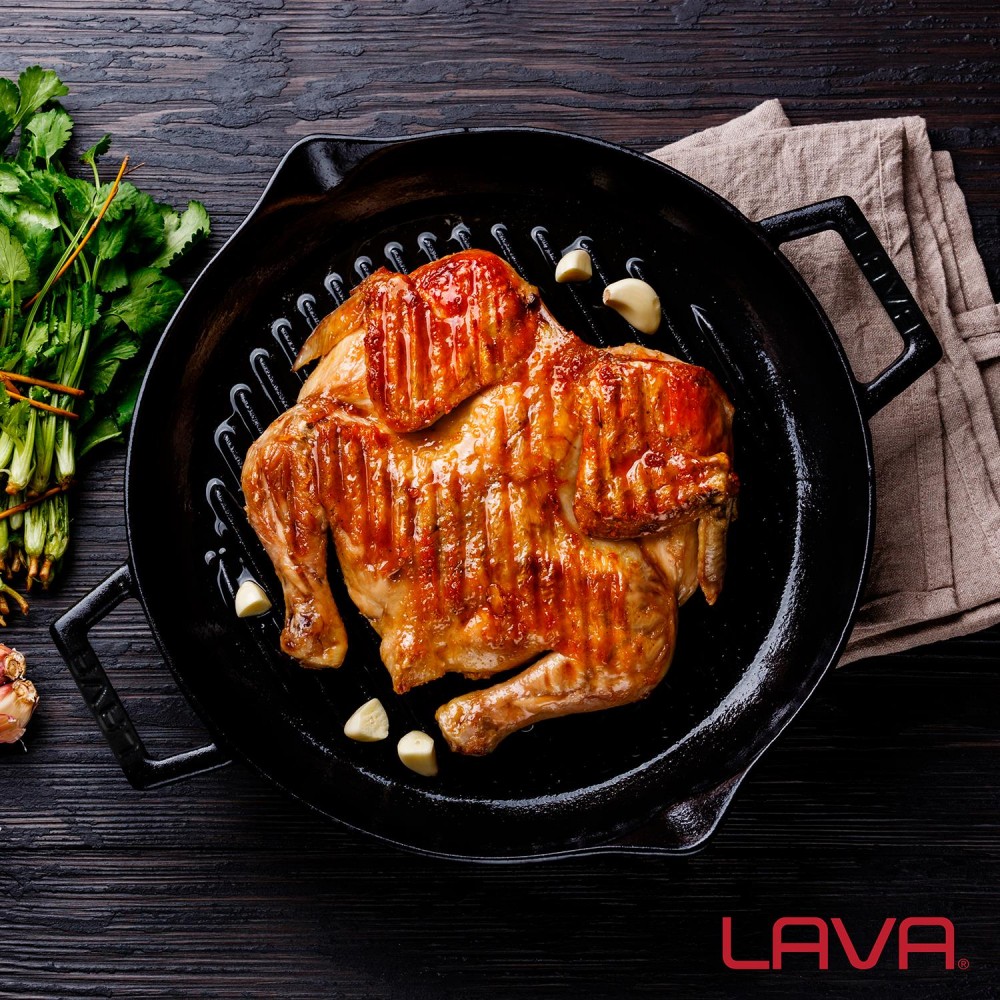 Rdeča žar ponev iz litega železa s steklenim pokrovom LAVA, 30 cm - slika 3