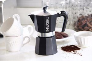 Črna kafetiera PEDRINI, 6 skodelic