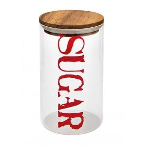 Steklena posoda za shranjevanje sladkorja z lesenim pokrovom BRANDANI