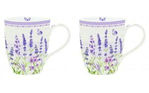 Set 2 skodelic iz porcelana v darilnem pakiranju Lavender Field EASY LIFE
