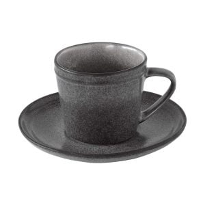 Skodelica za čaj s krožnikom Essential Dark Grey EASY LIFE