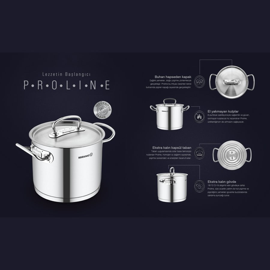 Posoda s pokrovom in ročajem Proline Korkmaz, 16 cm - slika 3