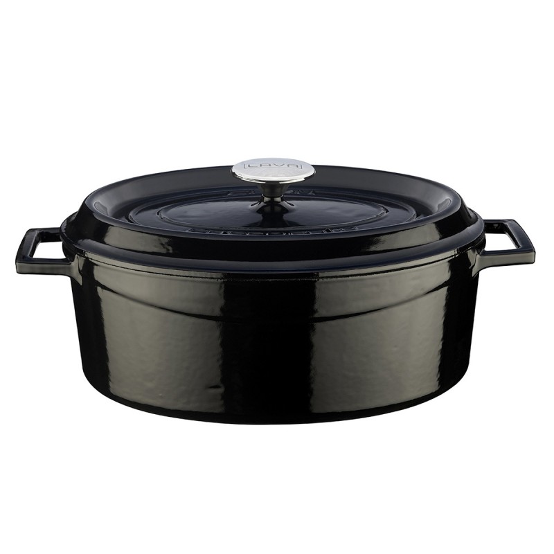 Črn ovalni lonec iz litega železa s pokrovom LAVA, 29 cm - slika 2
