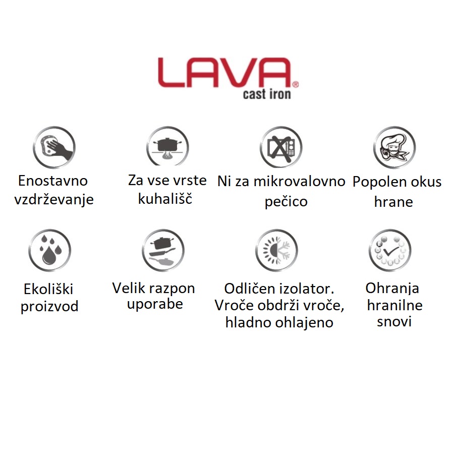 Rdeč lonec iz litega železa s pokrovom LAVA, 32 cm - slika 8