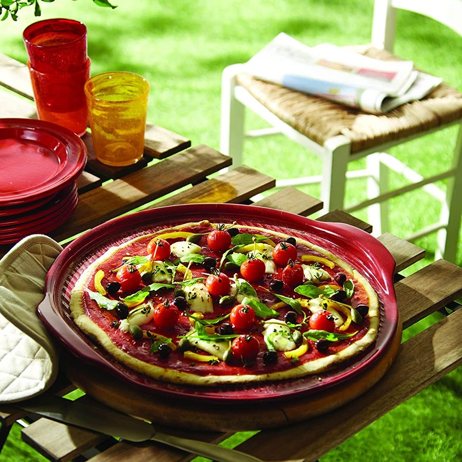 Emile Henry Charcoal Large Ridged keramični pekač za pizzo - slika 6