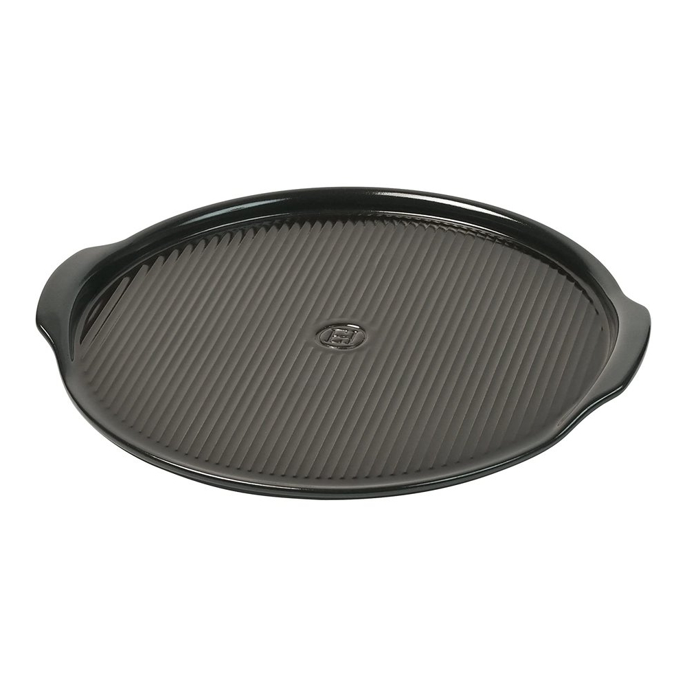 Emile Henry Charcoal Large Ridged keramični pekač za pizzo