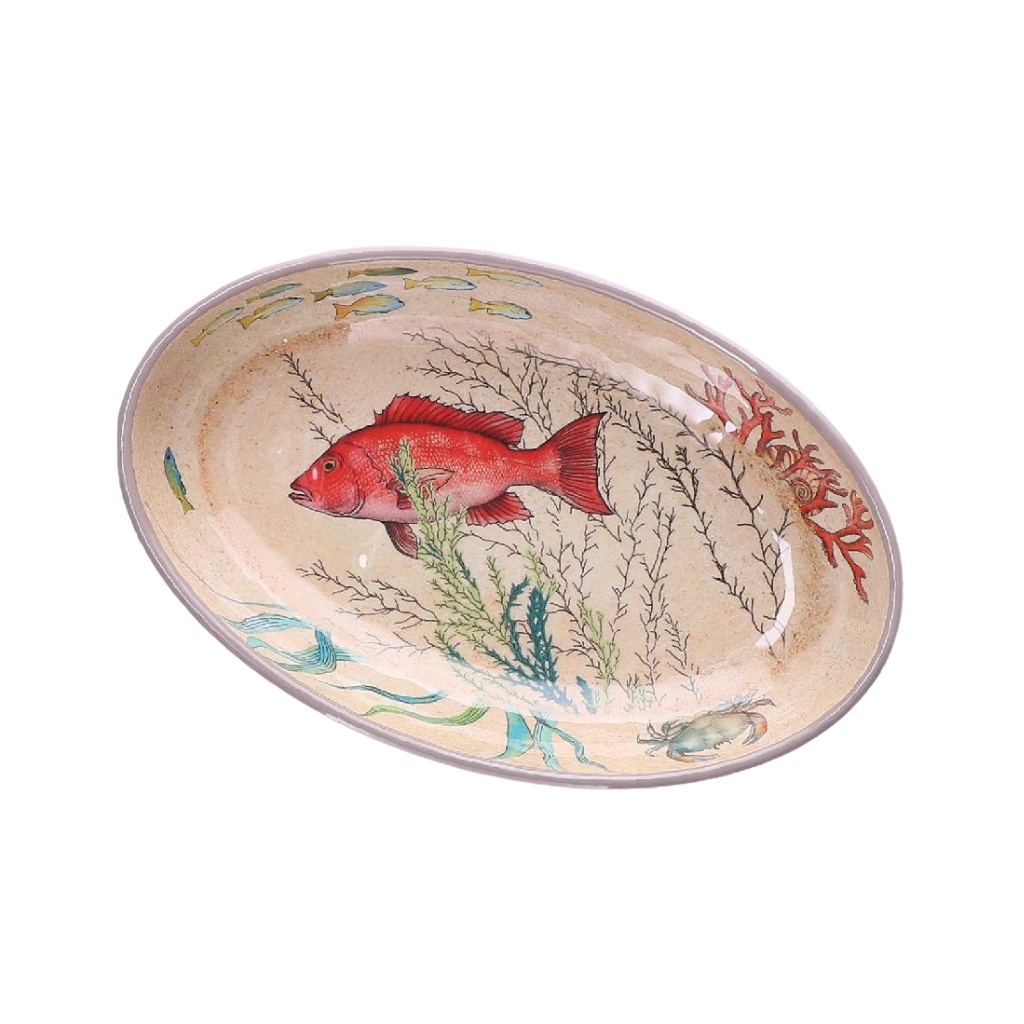 Rose&Tulipani Sea Life ovalni krožnik za ribo iz melamina, 1 kom