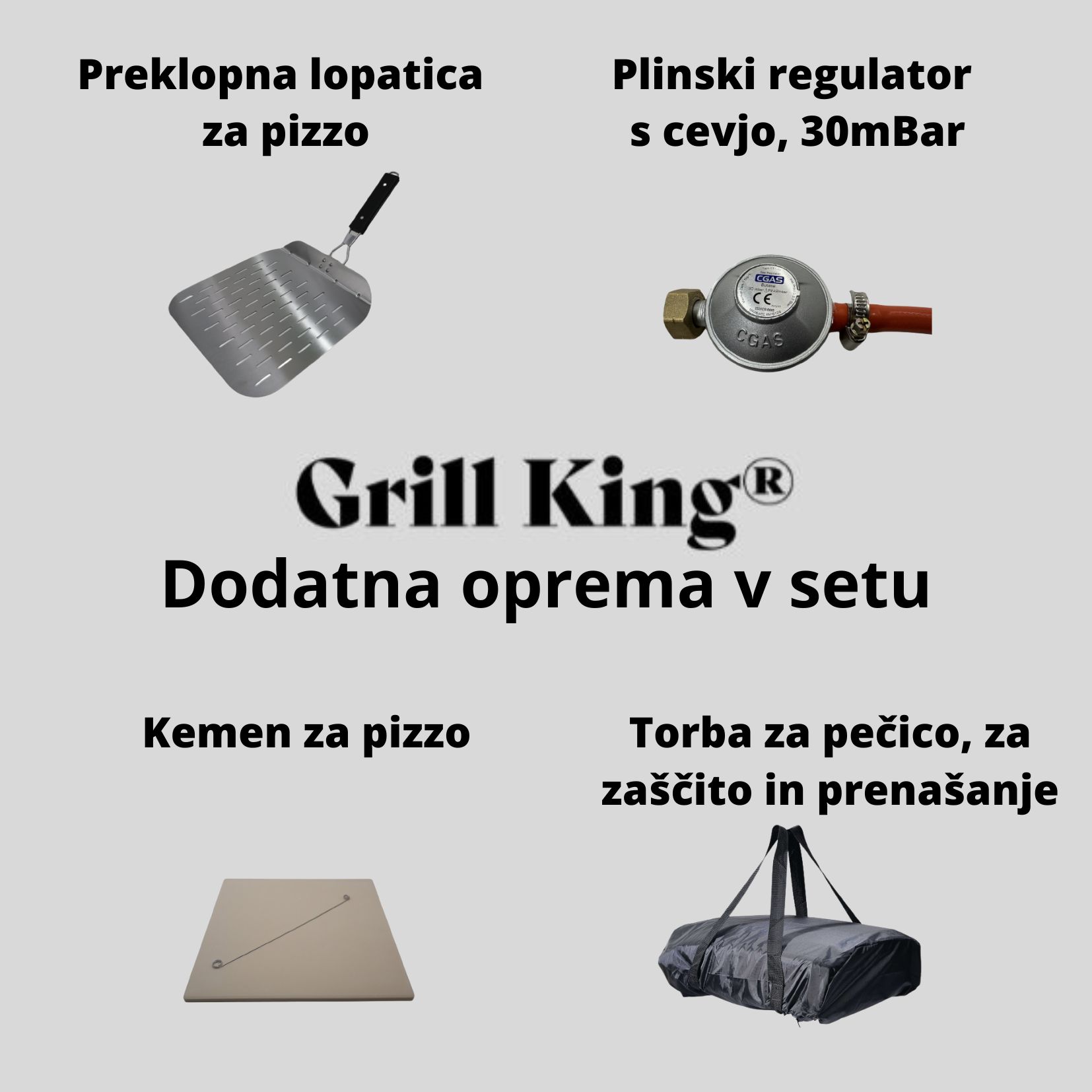 Grill King 12" prenosna samostoječa plinska pečica za pizzo + bogata oprema v setu - slika 21