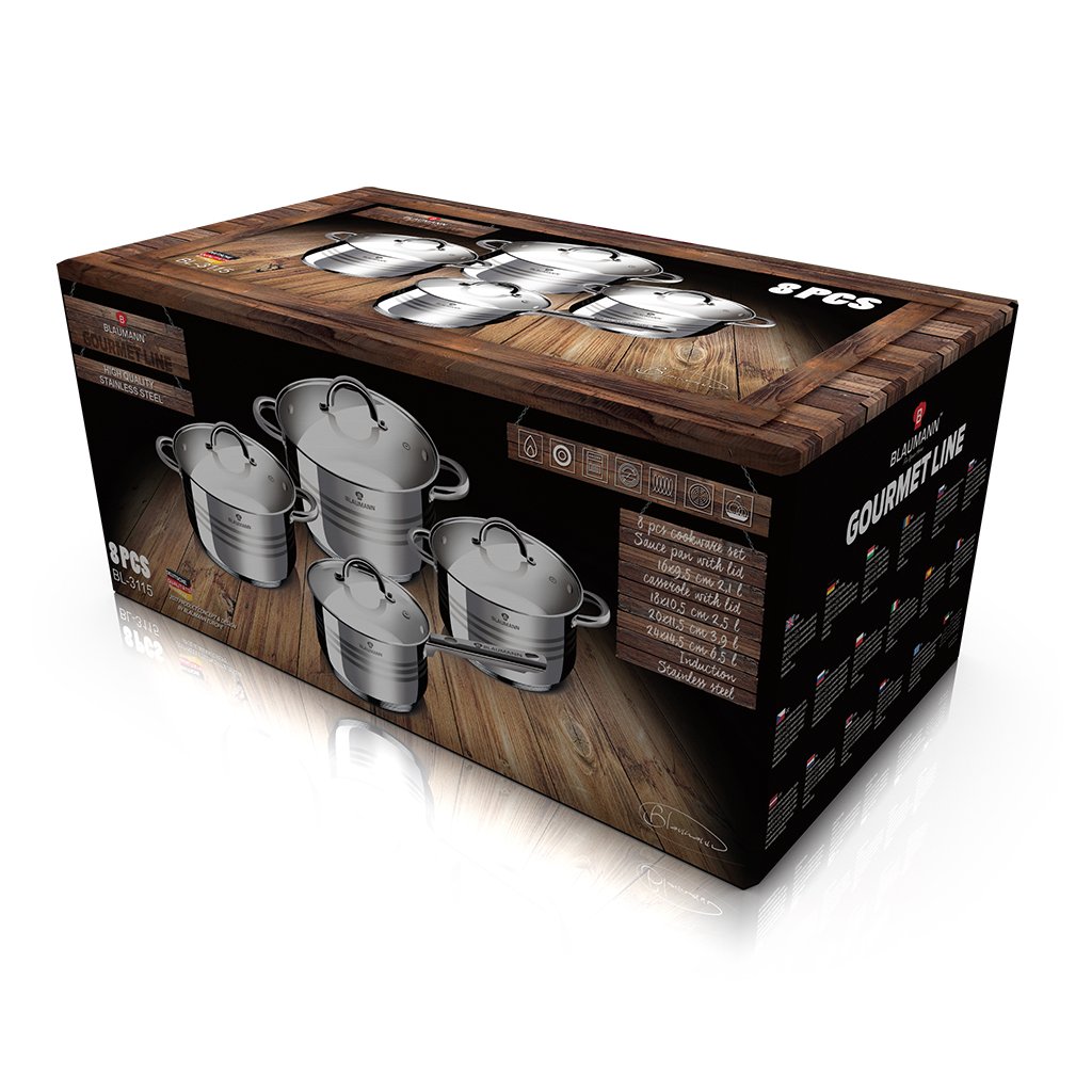 Berlinger Haus Blaumann Gourmet 8v1 set inox posode - slika 3