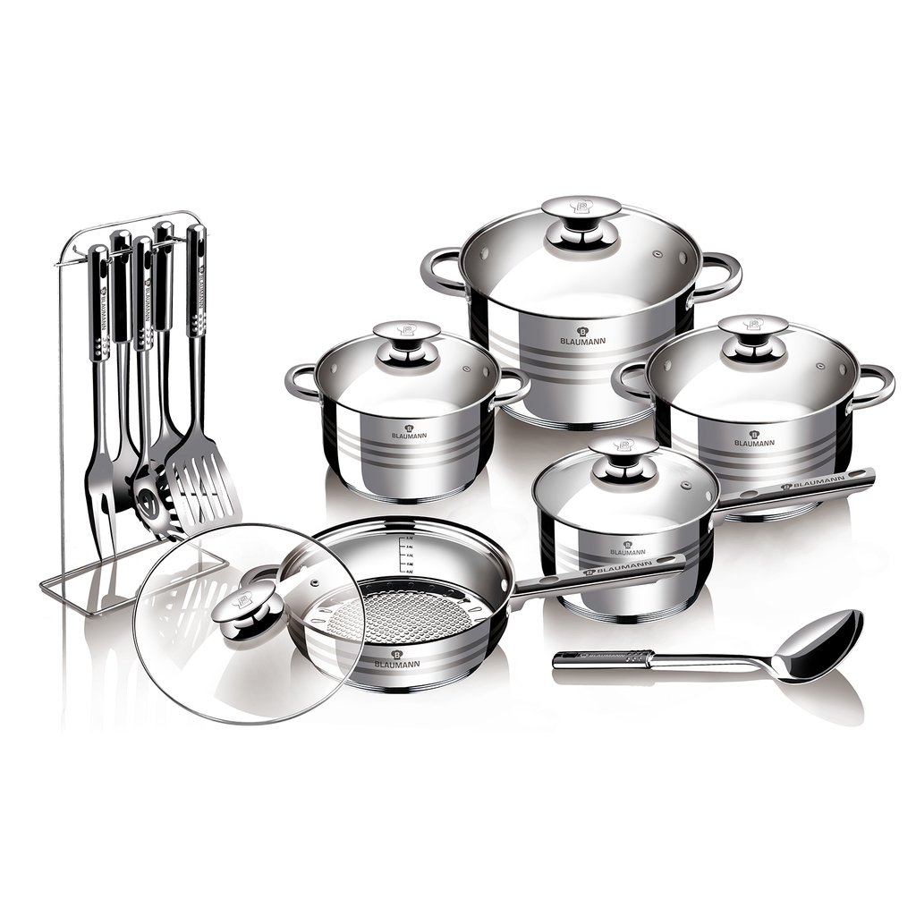 Berlinger Haus Blaumann Gourmet 17v1 set inox posode - slika 2