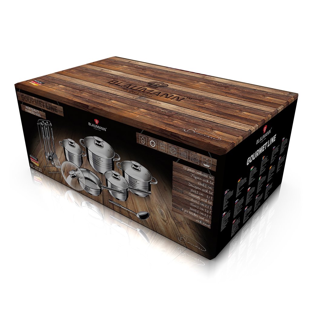 Berlinger Haus Blaumann Gourmet 17v1 set inox posode - slika 3