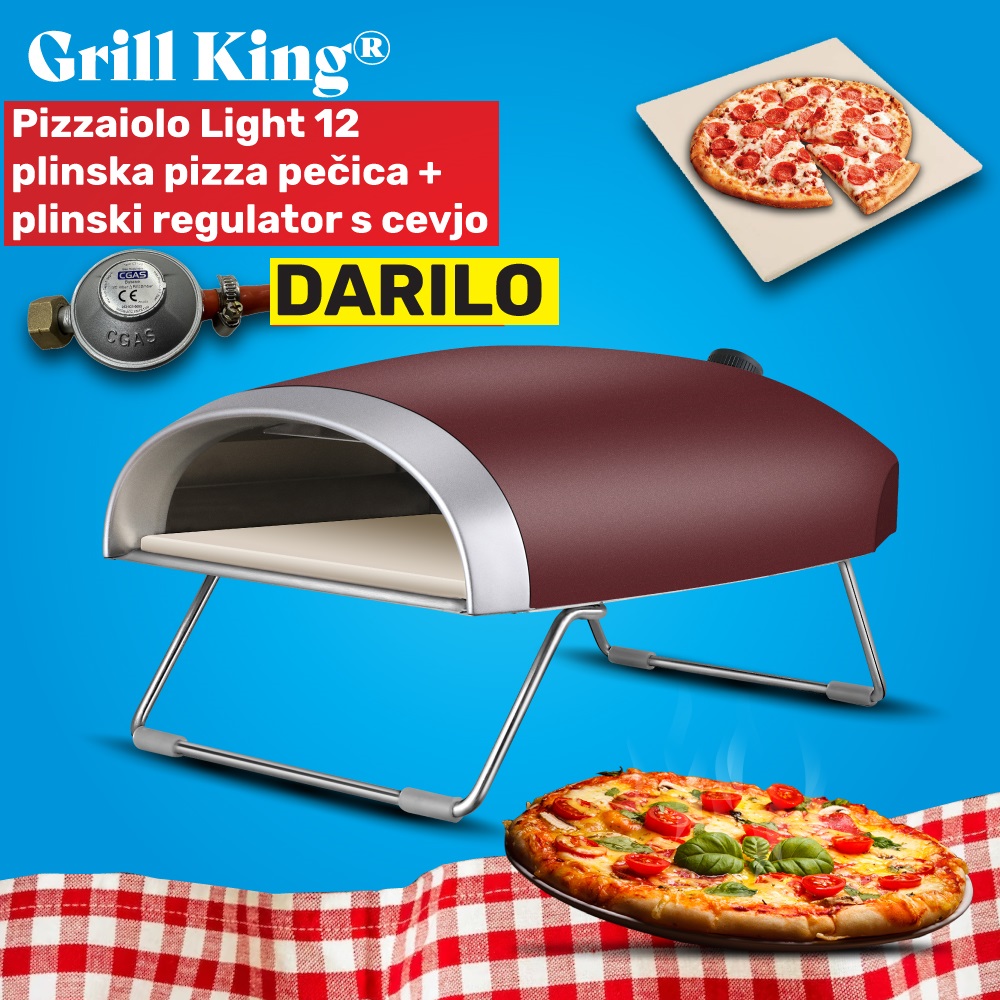 Grill King Pizzaiolo Light 12" plinska pizza pečica + plinski regulator s cevjo + zaščitno pregrinjalo