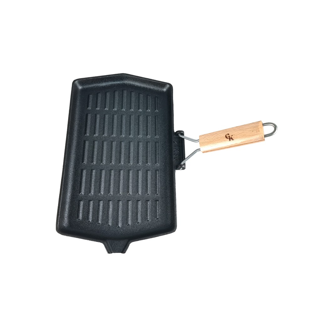 Grill King Cast Iron Jumbo grill ponev s snemljivim lesenim ročajem, 19x34 cm - slika 2