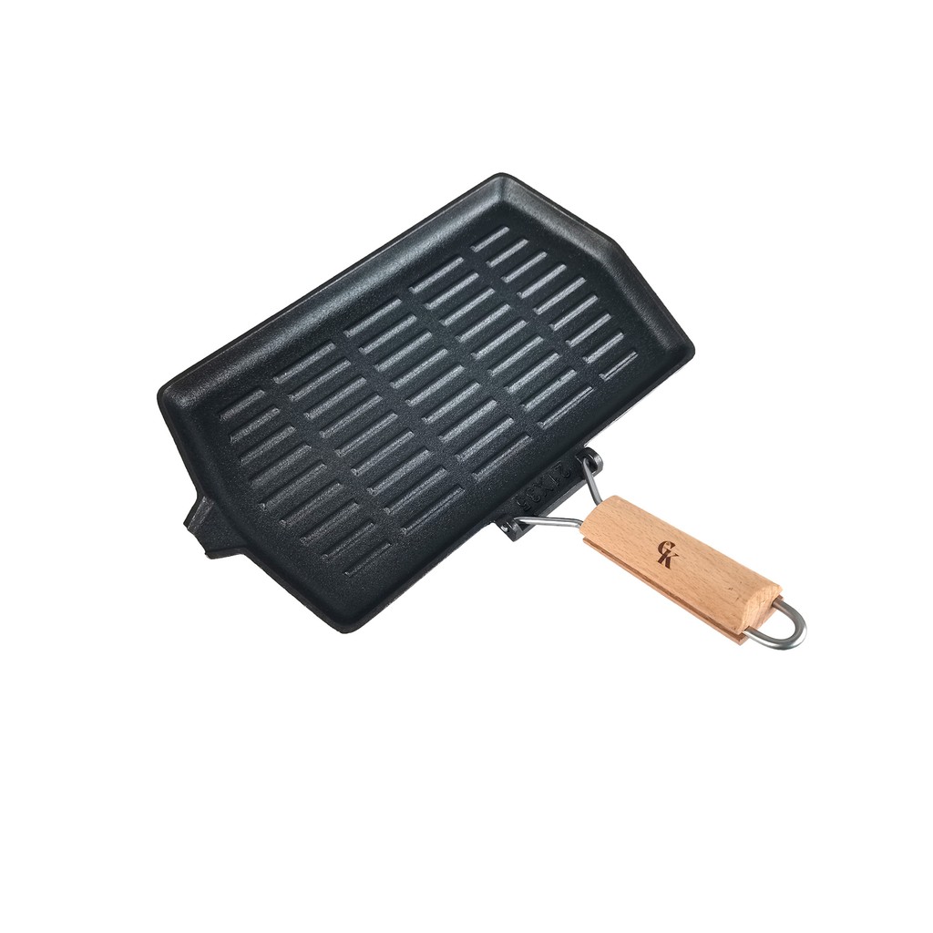 Grill King Cast Iron Jumbo grill ponev s snemljivim lesenim ročajem, 19x34 cm - slika 4