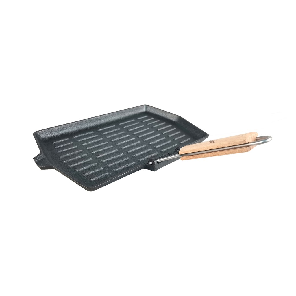 Grill King Cast Iron Jumbo grill ponev s snemljivim lesenim ročajem, 19x34 cm - slika 5