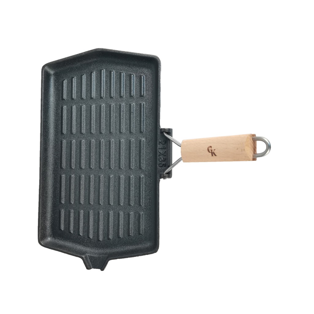 Grill King Cast Iron Jumbo grill ponev s snemljivim lesenim ročajem, 19x34 cm