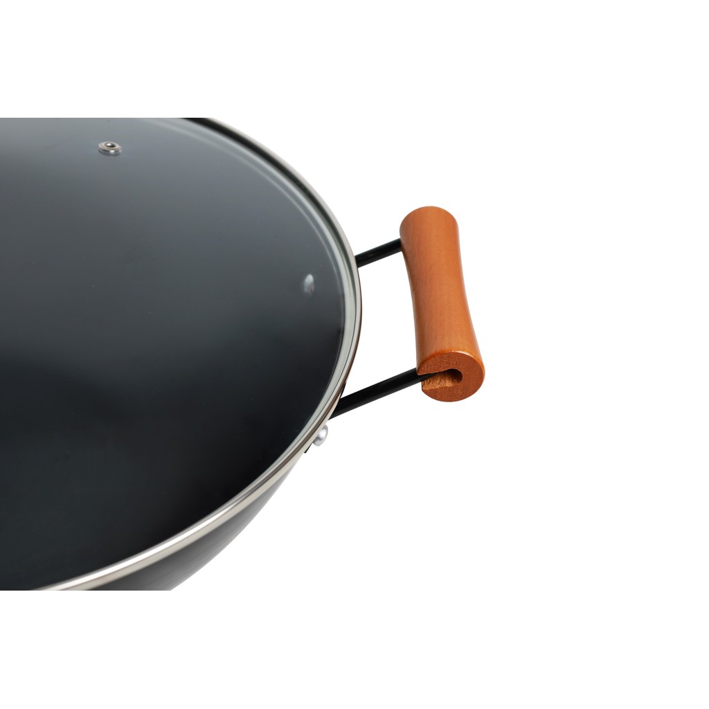 Grill King Asia nitrirani wok z dvema ročajema in ravnim dnom + steklena pokrovka, 32 cm - slika 4