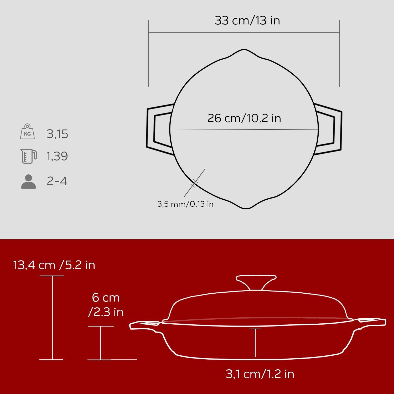 Lava ponev z integriranimi ročaji in stekleno pokrovko - slika 3