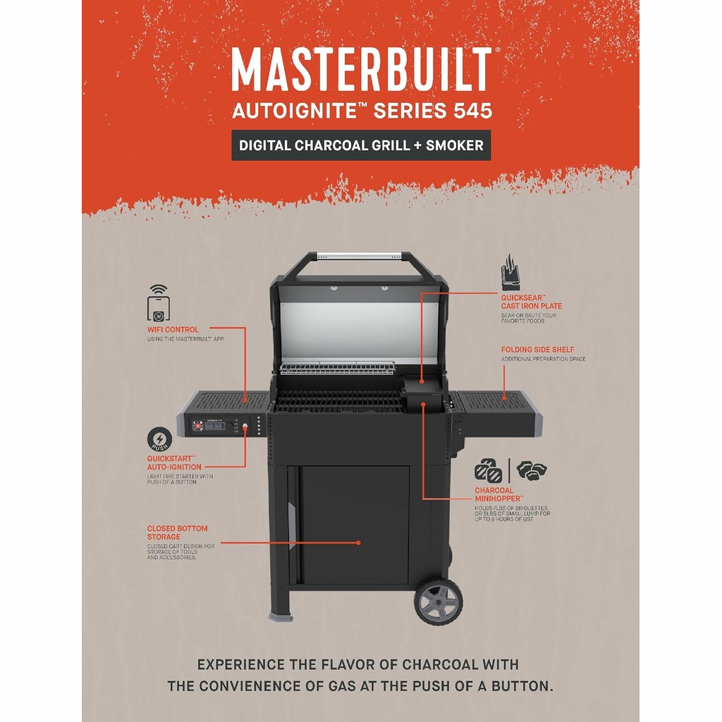 Masterbuilt AutoIgnite Series 545 digitalni žar na oglje in smoker - slika 4