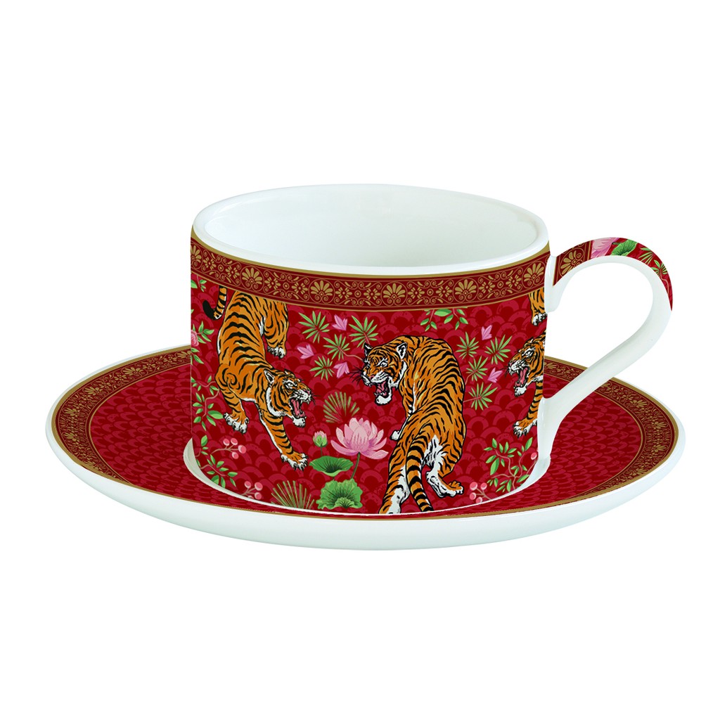 Easy Life Bengala skodelica za čaj ali kavo s krožnikom, komplet za 1 osebo