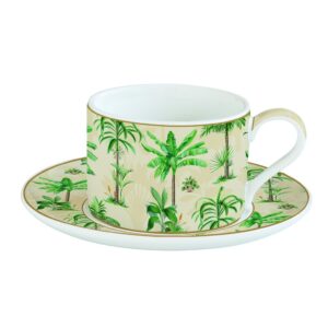 Easy Life Oasis skodelica za čaj ali kavo s krožnikom, komplet za 1 osebo