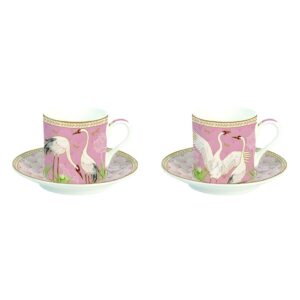 Easy Life Dancing Herons Fine China skodelica za kavo s krožnikom, set za 2 osebi