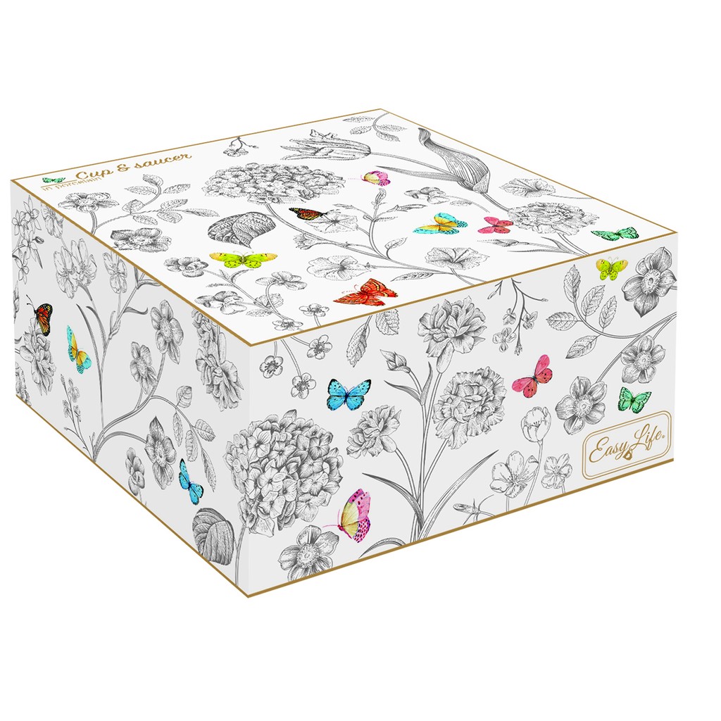 Easy Life Fleurs et Papillons skodelica s krožnikom - slika 2