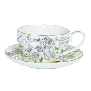 Easy Life Fleurs et Papillons skodelica s krožnikom