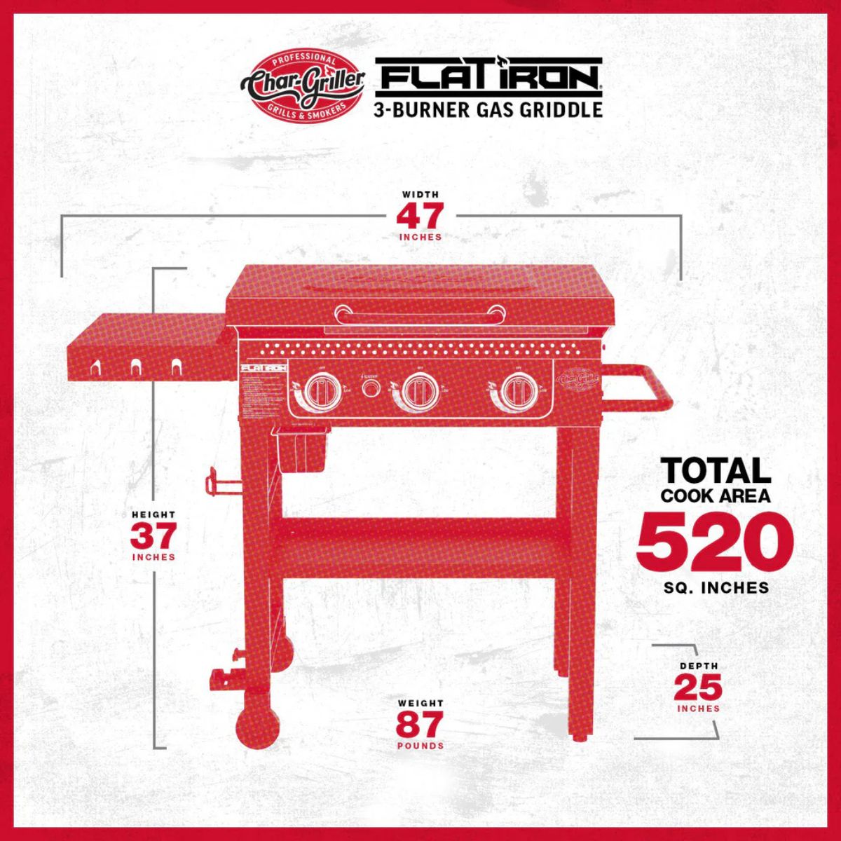 Char-Griller Flatiron plinska plancha z 3 gorilniki - slika 14