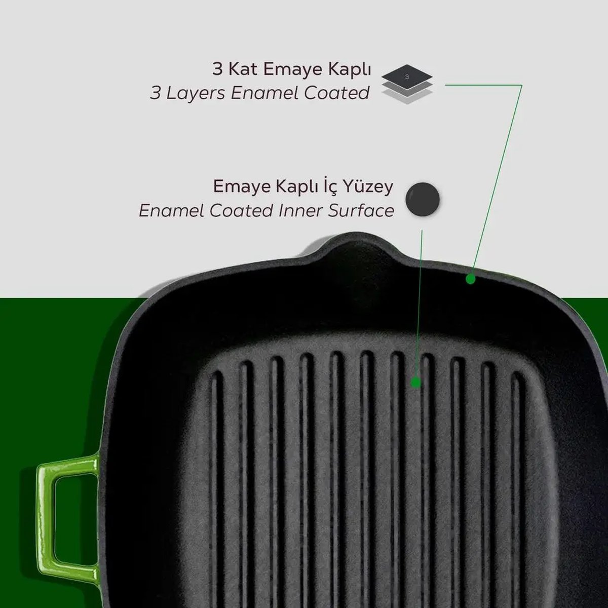 Lava rebrasta grill ponev s integriranimi ročaji - slika 6