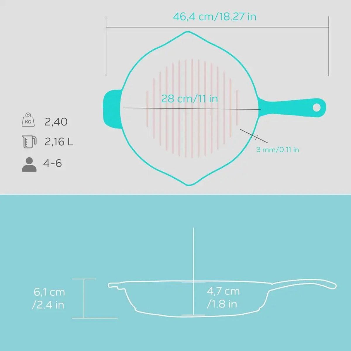 Lava okrogla rebrasta grill ponev - slika 5