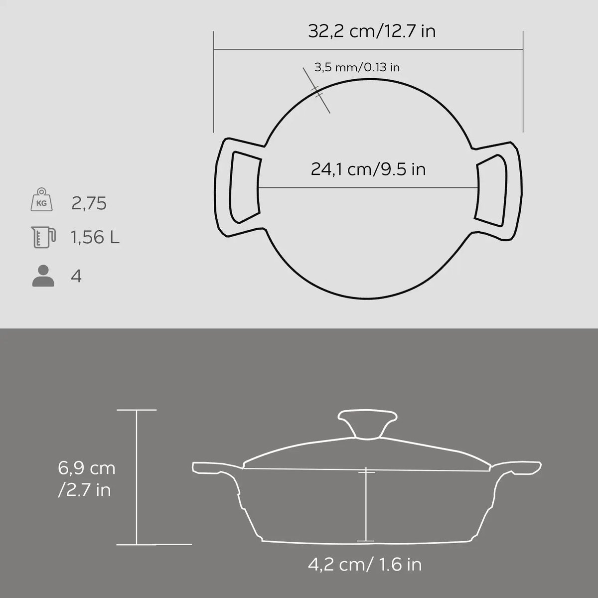 Lava okrogla večnamenska ponev z integriranimi ročaji in steklenim pokrovom - slika 5