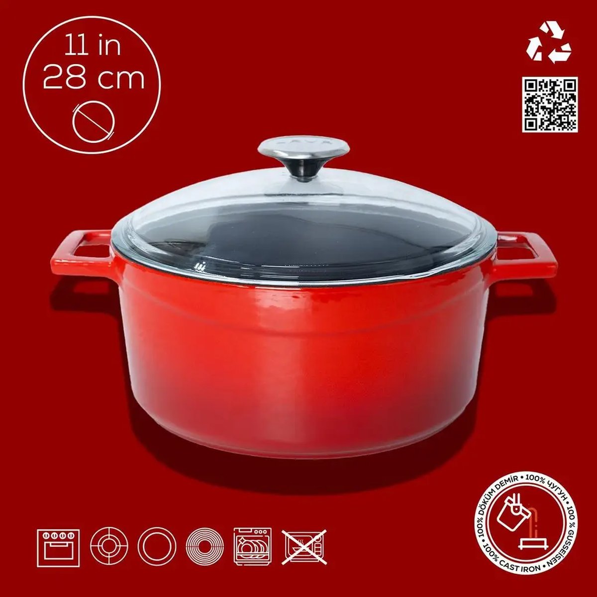 Lava okrogli Dutch oven s stekleno pokrovko - slika 4